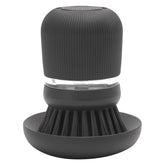 SOAP DISPENSING DISH BRUSH - Dark GreyDimensions:
 Height: 9.8 cm
 Length: 6.4 cm
 Width: 5.7 cm
 Capacity volume (ltr): 0.1 litres